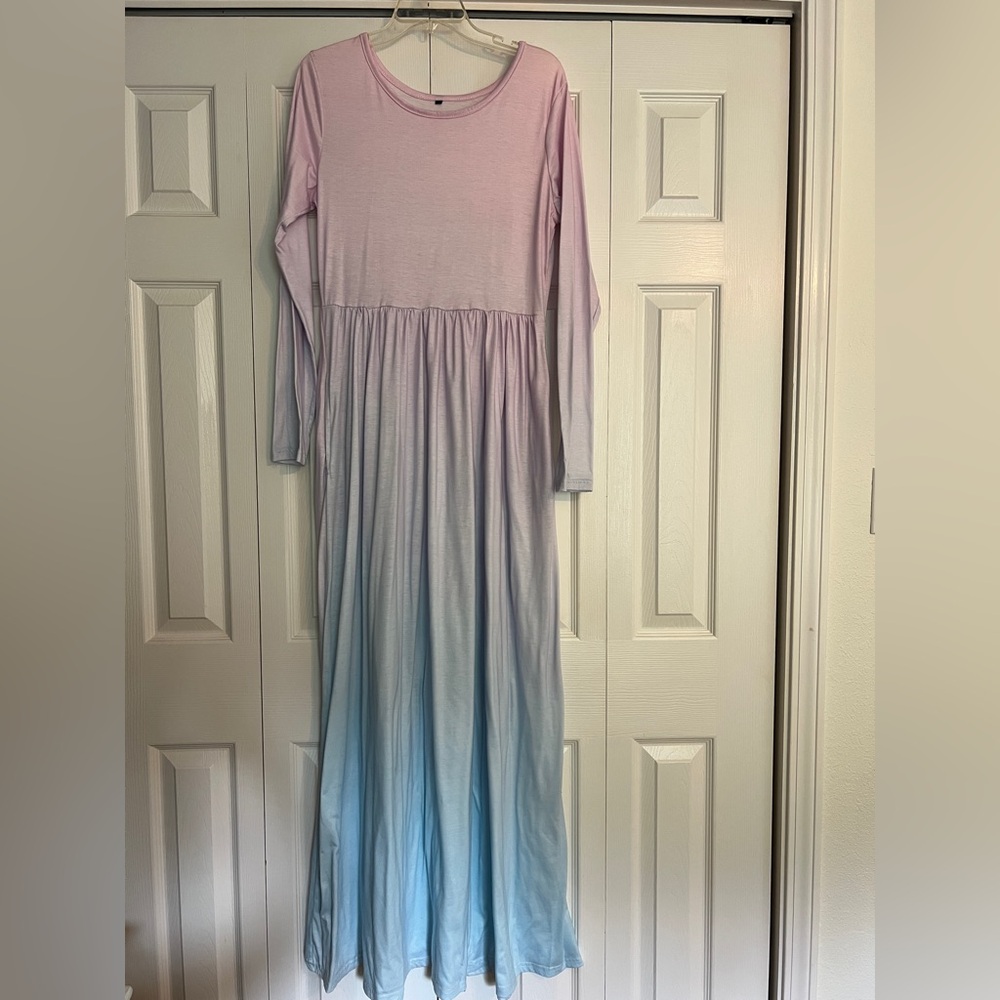 Ombre long Sleeve Maxi Dress